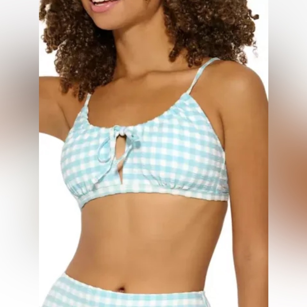 Women's Gingham Tie Front Swim Bralette
